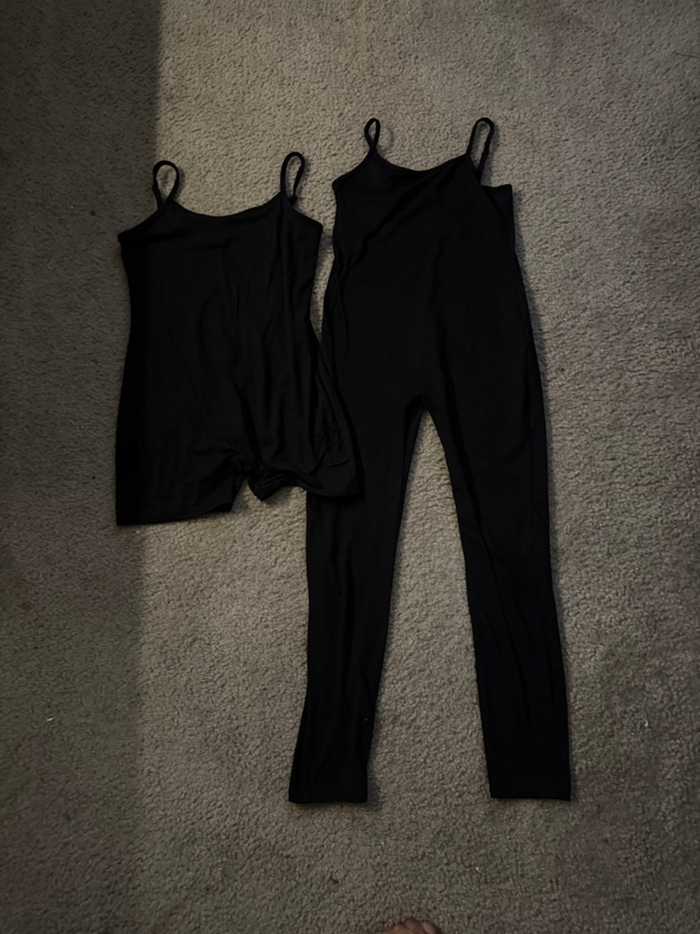 SHEIN Black Spaghetti Strap Bodysuit and Jumpsuit Set